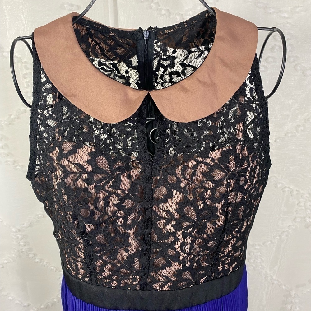 Minuet blue mini dress with Peter Pan collar size L - Picture 2 of 9